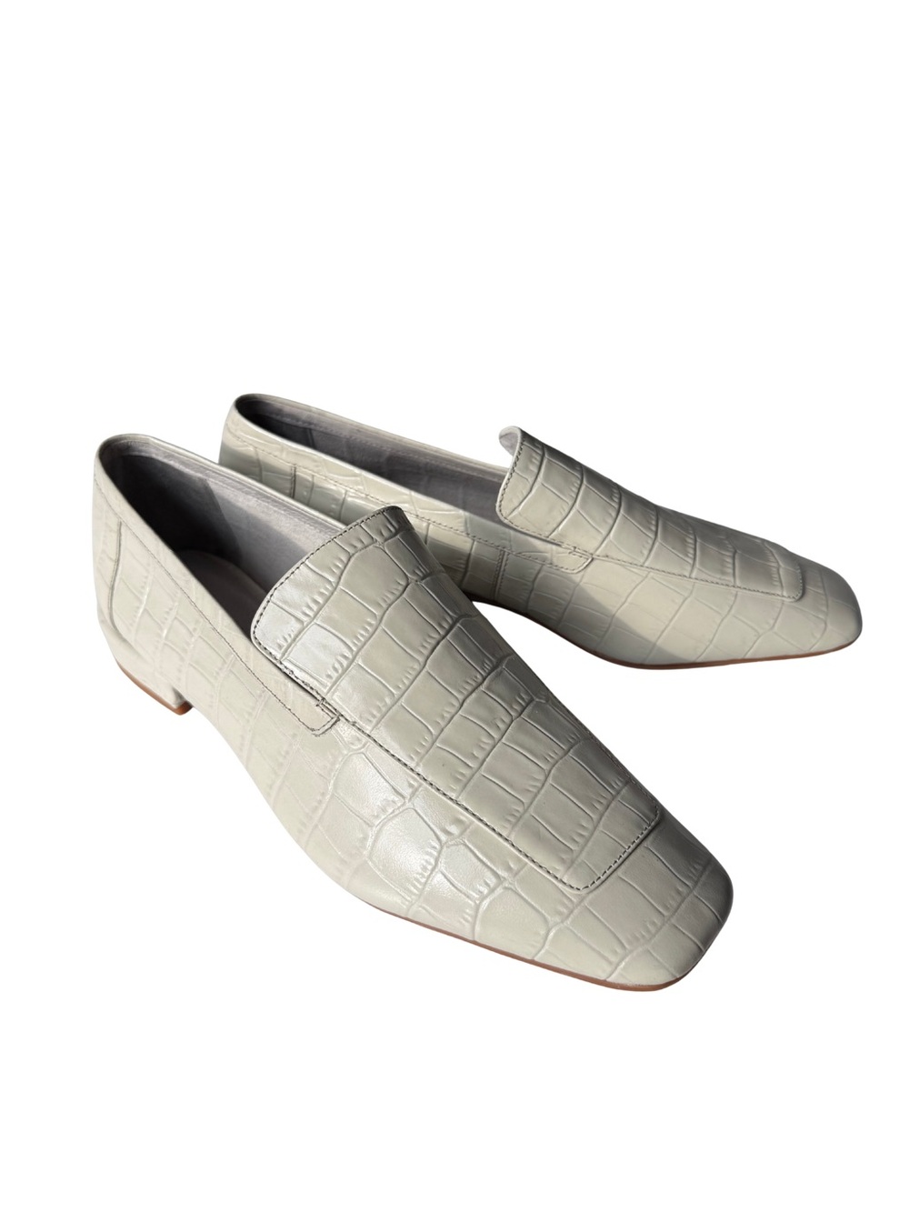 Jeffrey Campbell Women’s Cream Croc-Embossed Loafers - Picture 2 of 8